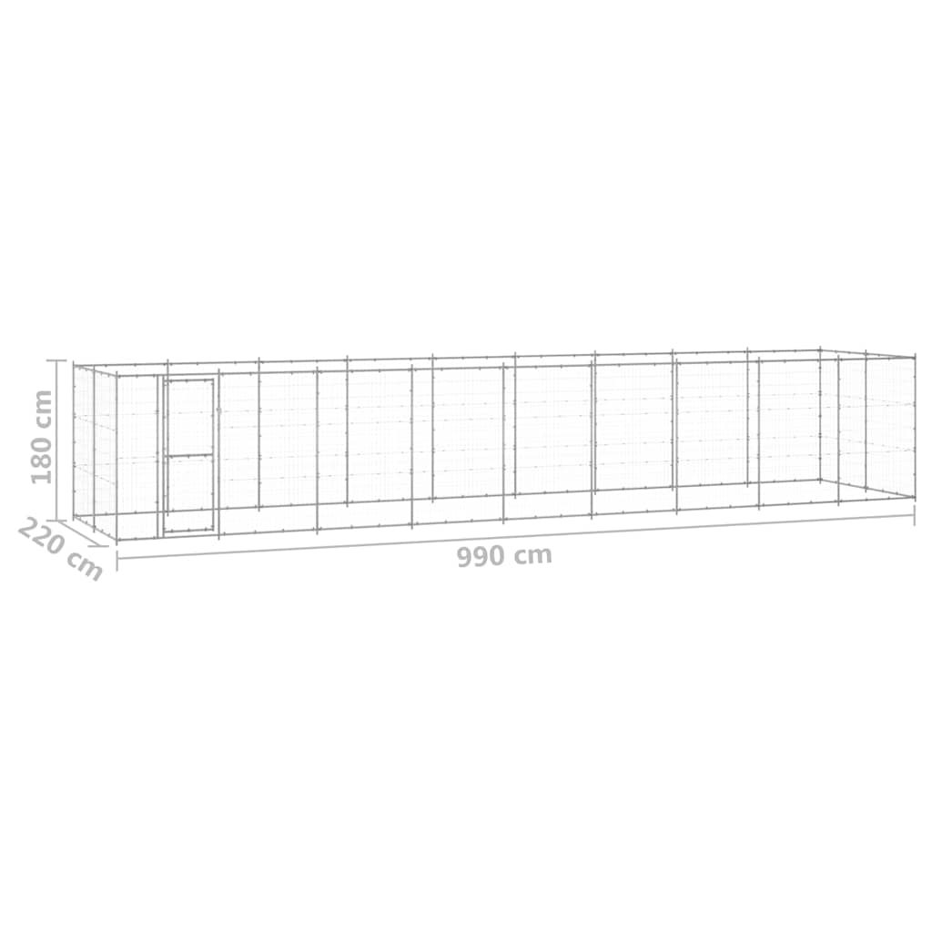 Dog Kennel | Silver | Galvanised steel | Large | Durable