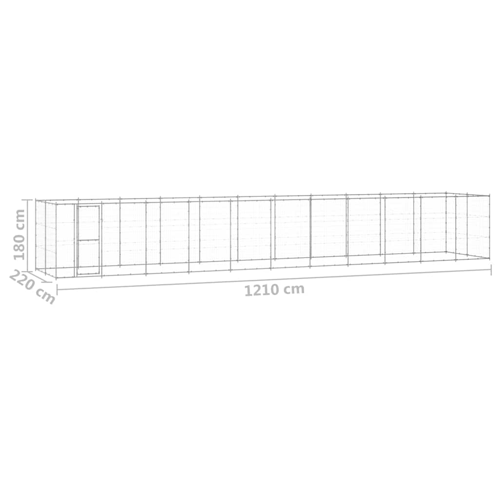 Dog Kennel | Silver | Galvanised steel | 26.62 m² | Durable | Dog Kennel