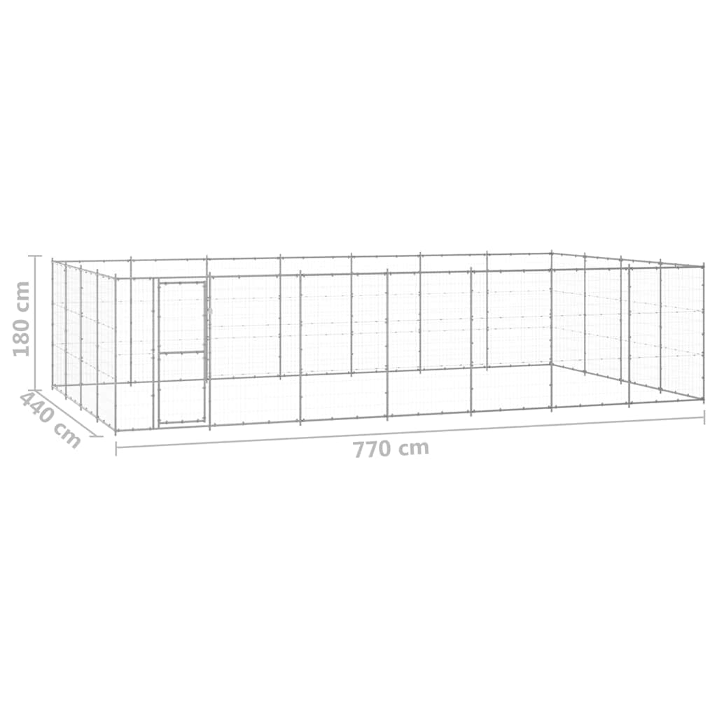 Dog Kennel | Silver | Galvanised Steel | 33.88 m² | Durable