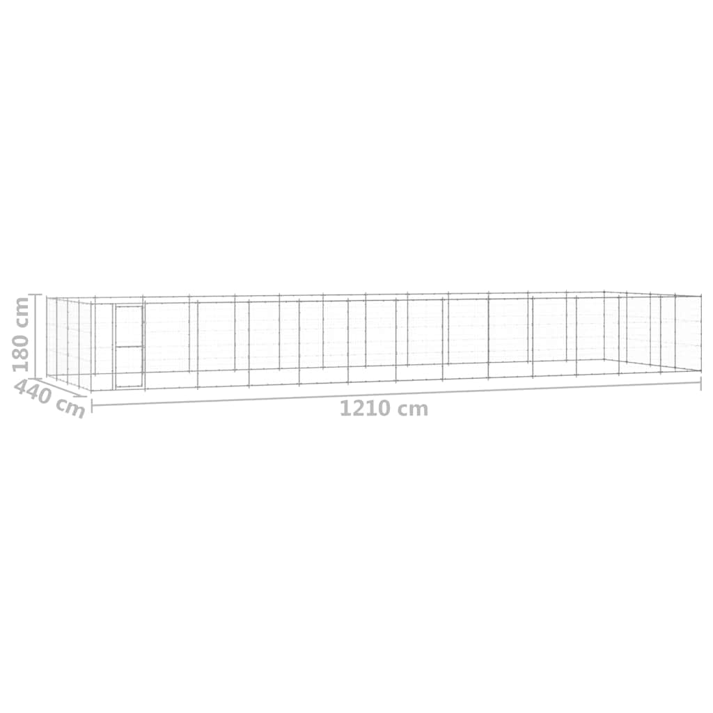 Dog Kennel | Silver | Galvanised steel | 53.24 m² | Durable