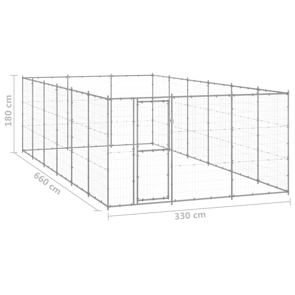 Dog Kennel | Silver | Galvanised steel | 21.78 m² | Durable | Dog Kennel