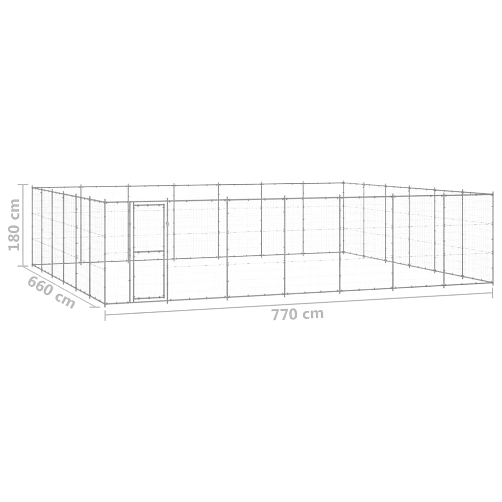 Dog Kennel | Silver | Galvanised Steel | 50.82 m² | Durable | Dog Kennel