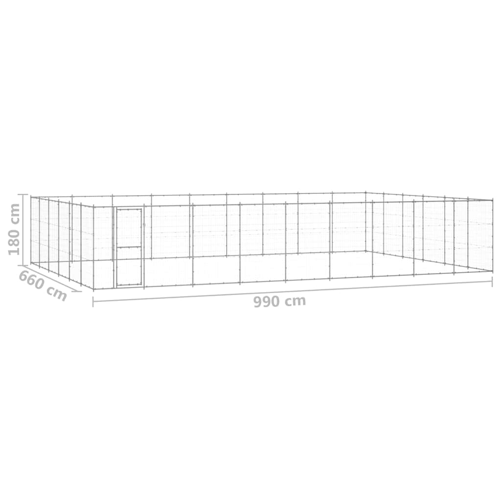 Dog Kennel | Silver | Galvanised steel | Extra Large | Dog Kennel