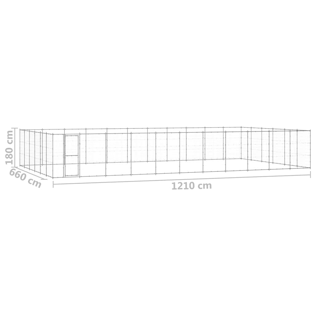 Dog Kennel | Silver | Galvanised steel | 79.86 m² | Durable | Dog Kennel