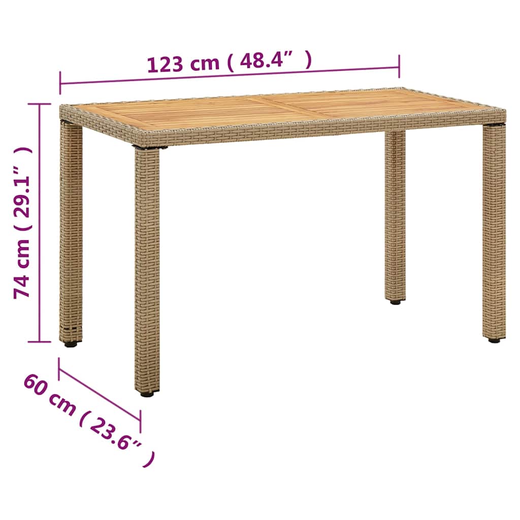 Garden Table | Beige | PE rattan | Medium | Decorative Inlays