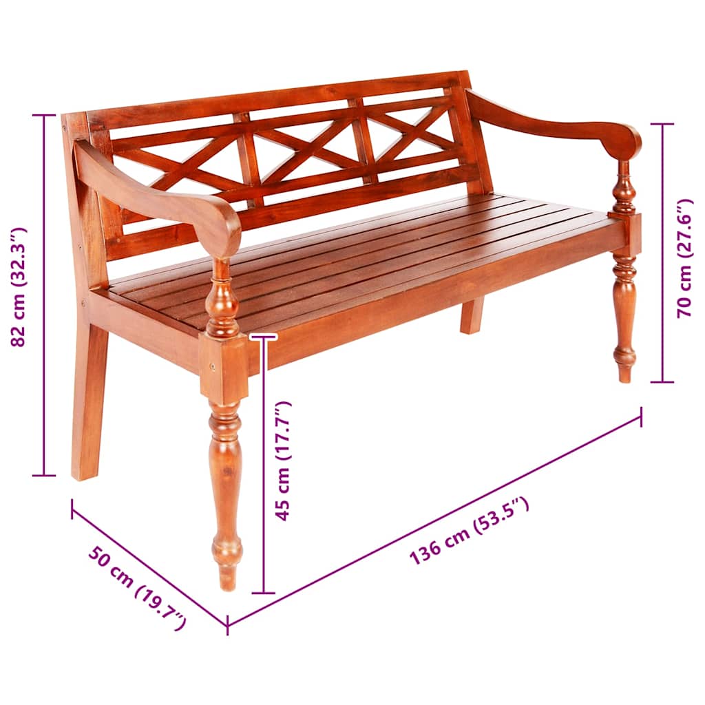 Bench | Dark brown | Solid mahogany wood | Medium | Durable | Bench
