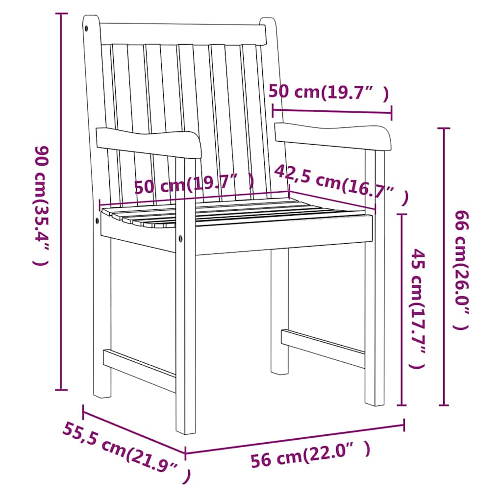 Garden chairs 2 pcs Natural Solid Acacia Wood