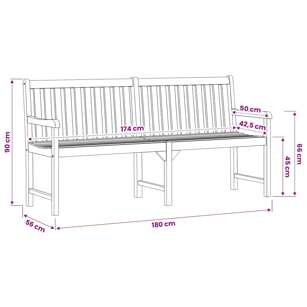 Garden Bench 180 cm Solid Acacia Wood