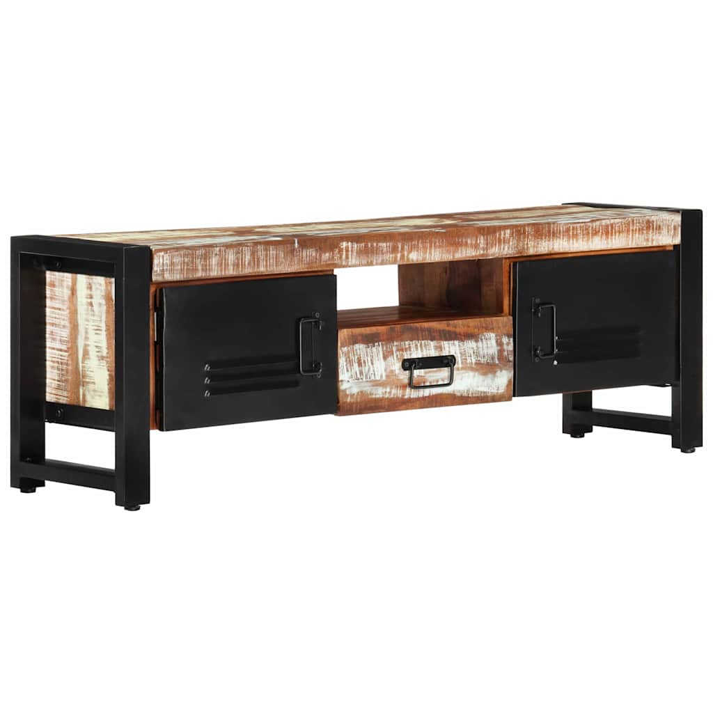 TV Cabinet | Mixed Colours | Solid Reclaimed Wood | 120 x 30 x 40 cm