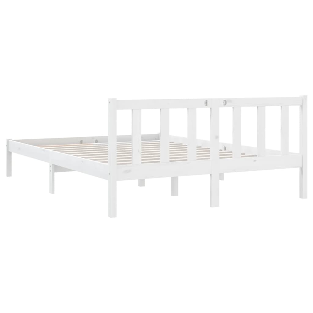 810078 vidaXL Bed Frame without Mattress White Solid Wood 120x200 cm