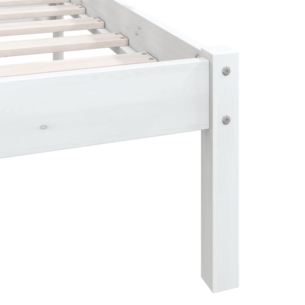 810078 vidaXL Bed Frame without Mattress White Solid Wood 120x200 cm