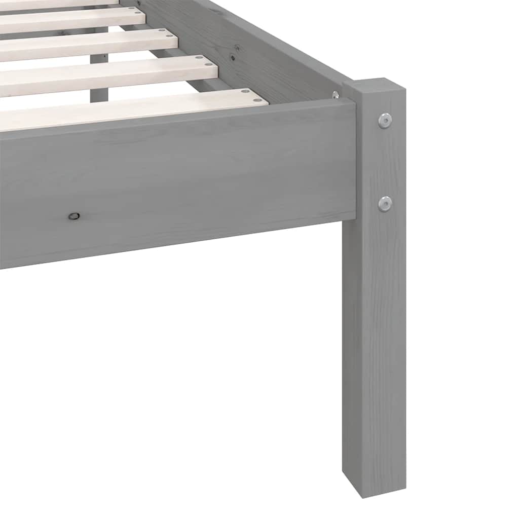 810104 vidaXL Bed Frame without Mattress Grey Solid Wood 200x200 cm