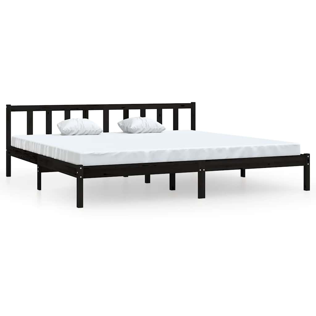 810106 vidaXL Bed Frame without Mattress Black Solid Wood 200x200 cm
