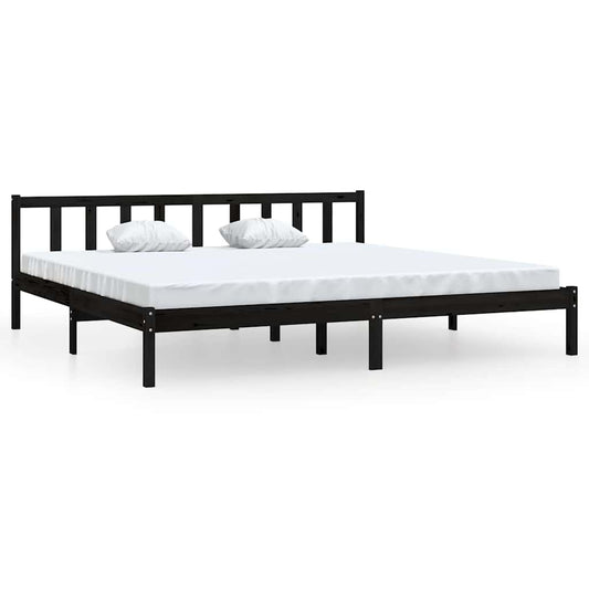 Bed Frame without Mattress Black Solid Wood 200x200 cm