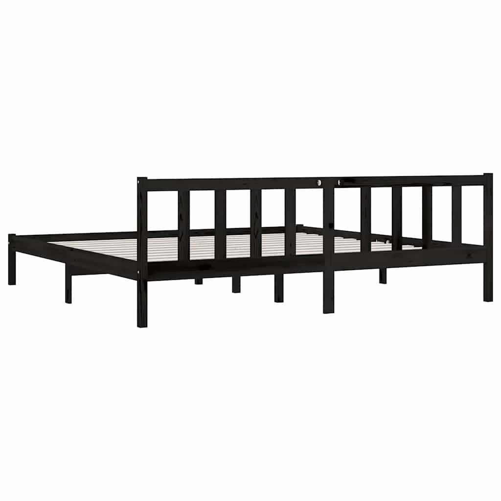 810106 vidaXL Bed Frame without Mattress Black Solid Wood 200x200 cm