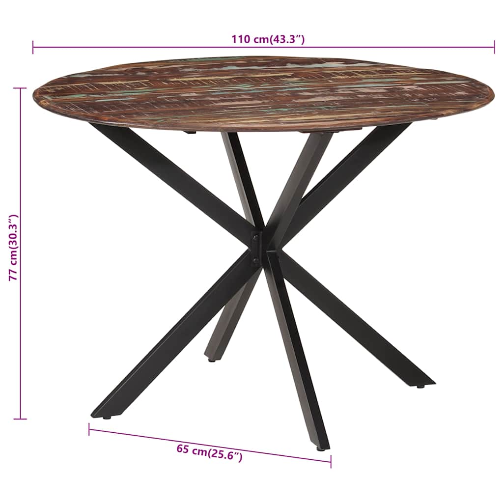 Dining Table | Multicolour | Solid reclaimed wood, powder-coated steel