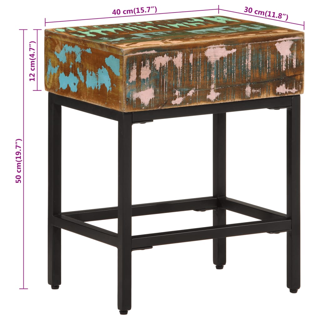 Side Table | Multicolour | Solid reclaimed wood | 40x30x51 cm