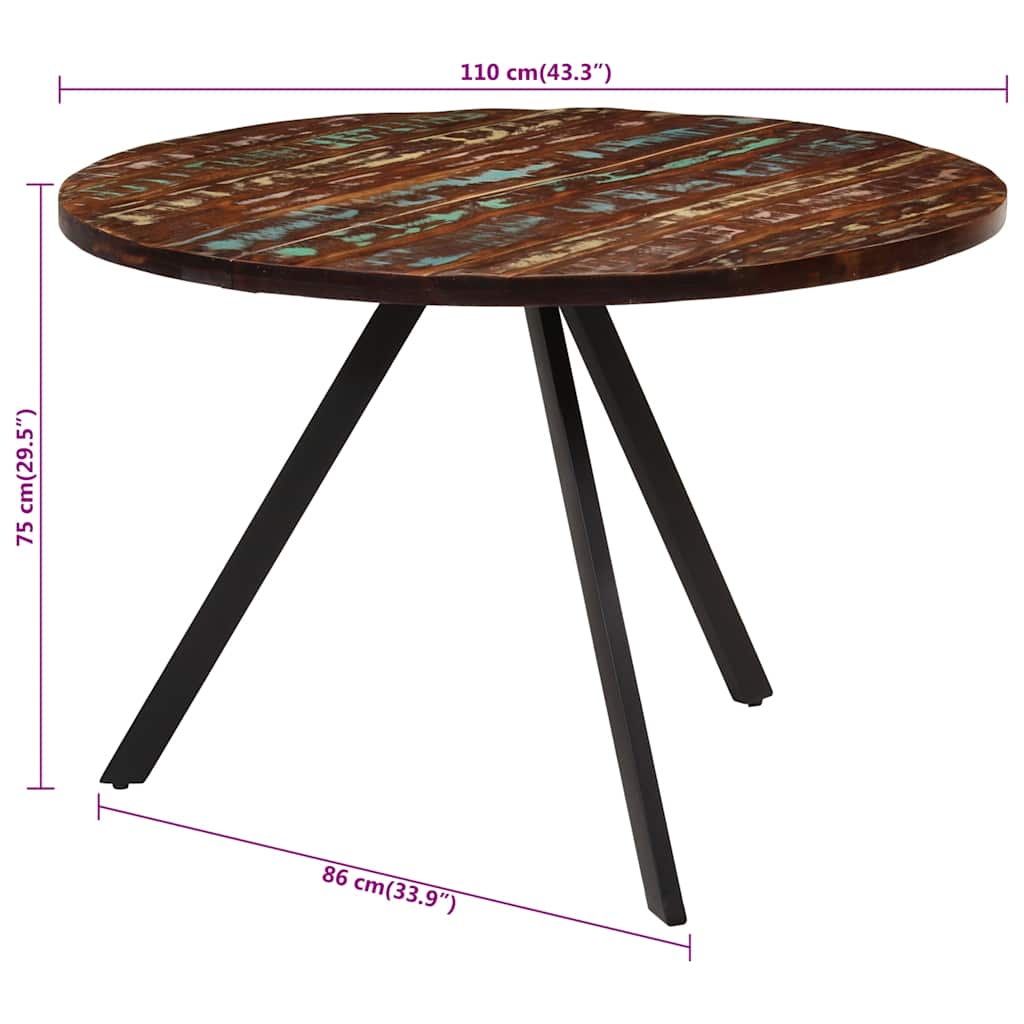 Dining Table 110x75 cm Solid Wood Reclaimed