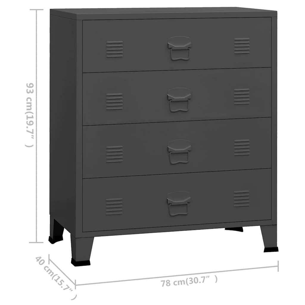 Drawer Cabinet | Anthracite | Metal | Medium | Drawer Cabinet