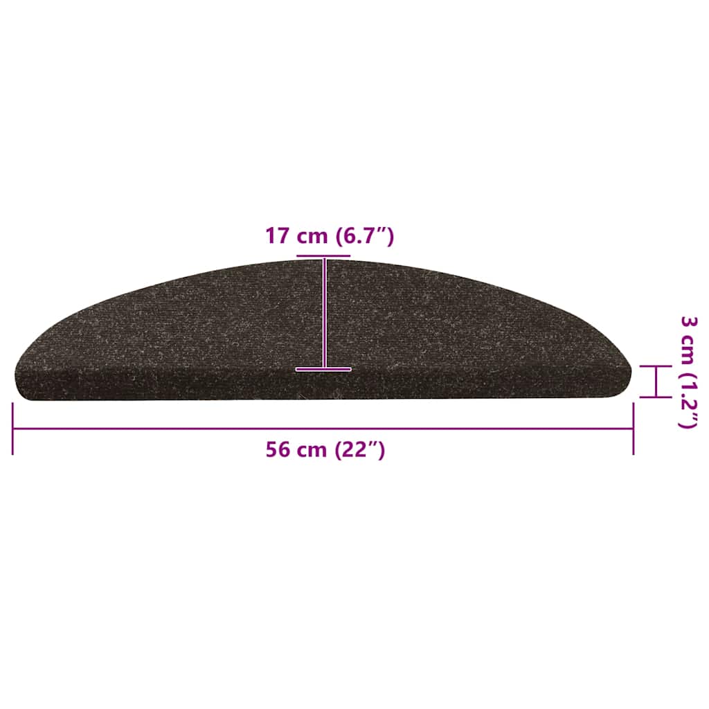 136389 vidaXL Stair Mats Self-adhesive 15 pcs 56x17x3 cm Anthracite