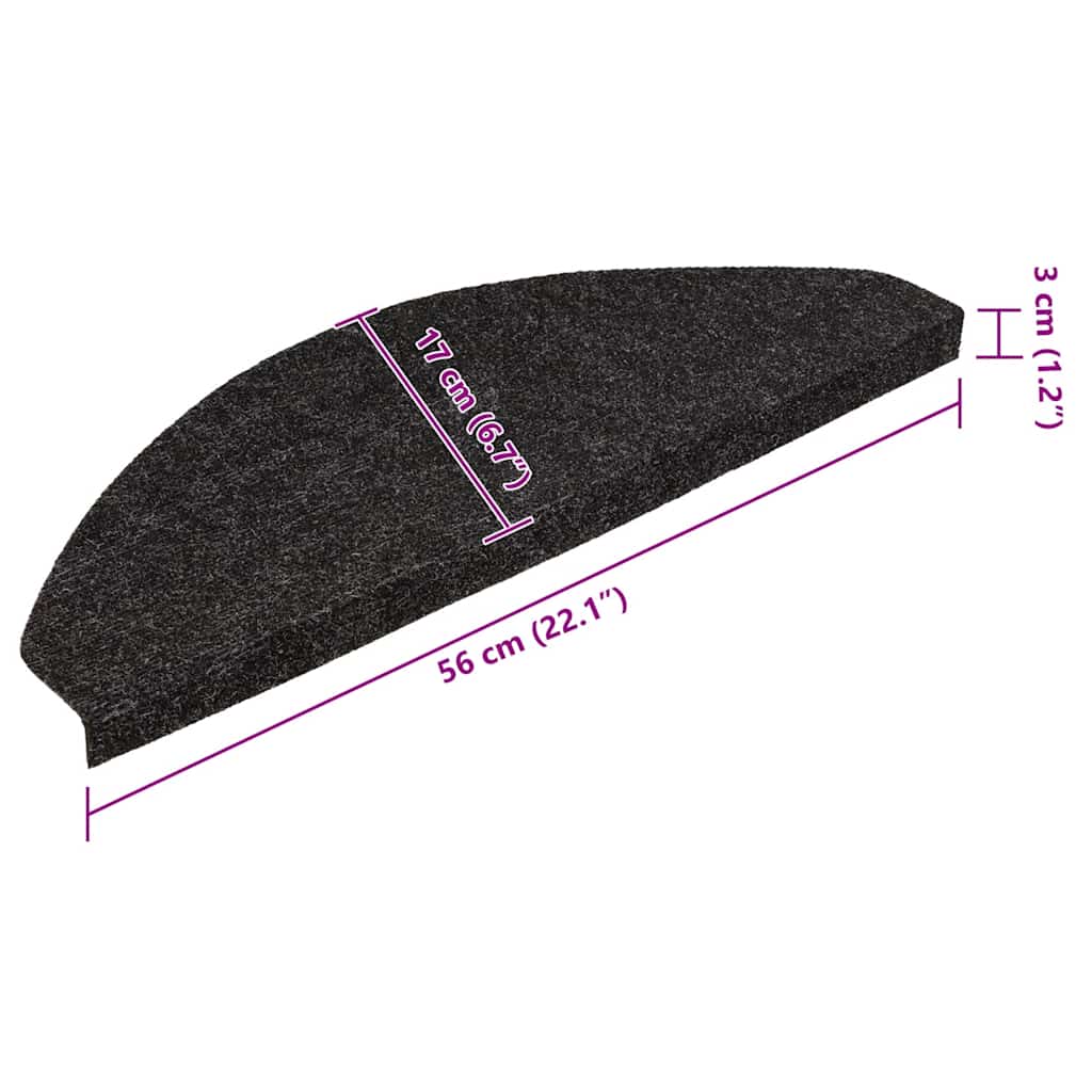 136390 vidaXL Stair Mats Self-adhesive 15 pcs 56x17x3 cm Black