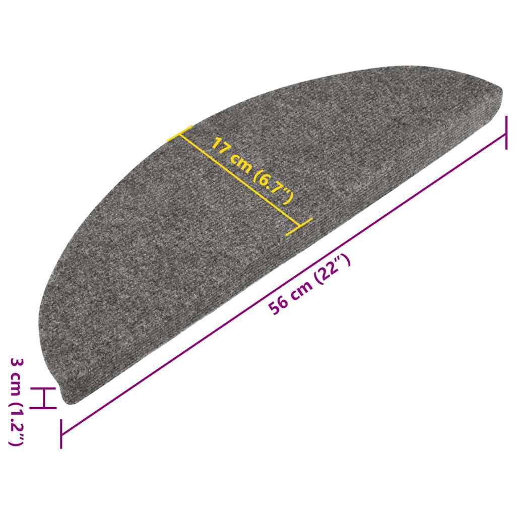 136391 vidaXL Stair Mats Self-adhesive 15 pcs 56x17x3 cm Grey