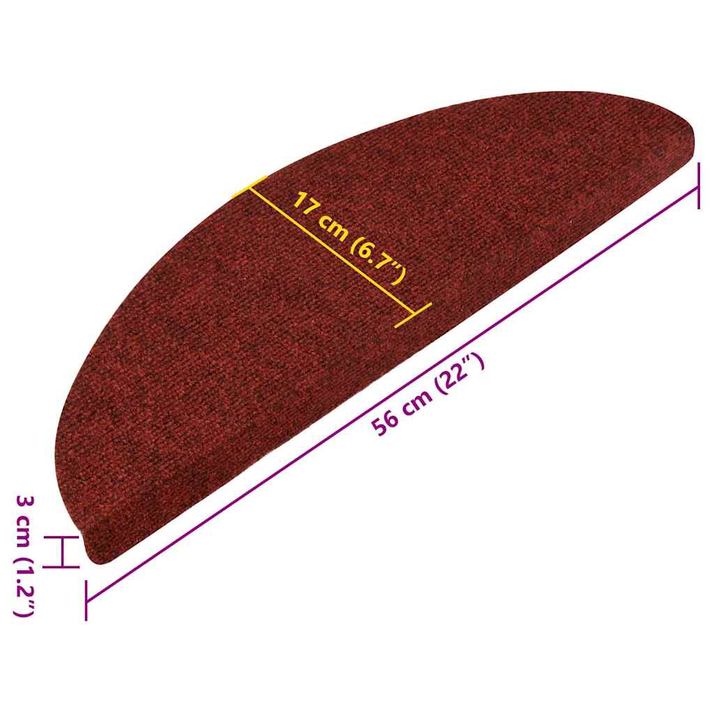 136392 vidaXL Stair Mats Self-adhesive 15 pcs 56x17x3 cm Red