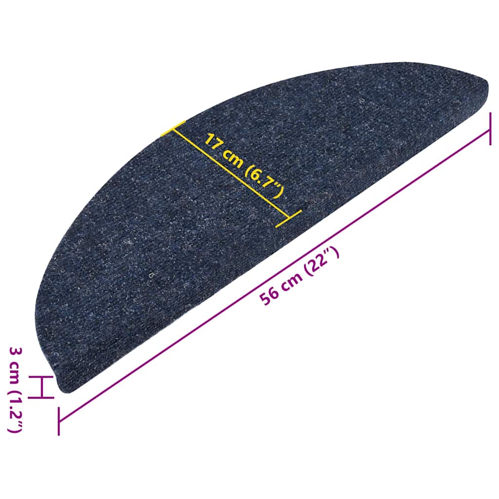 136393 vidaXL Stair Mats Self-adhesive 15 pcs 56x17x3 cm Blue
