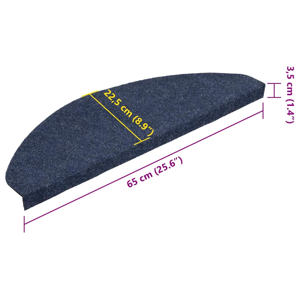 136399 vidaXL Stair Mats Self-adhesive 15 pcs 65x22,5x3,5 cm Blue