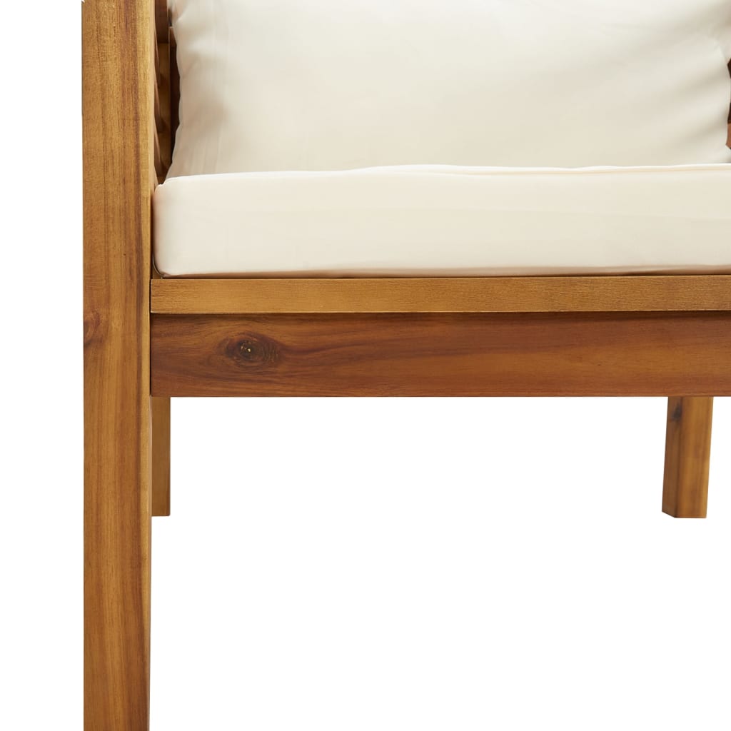 8 Piece Patio Lounge Set with Cream Cushion Solid Acacia Wood