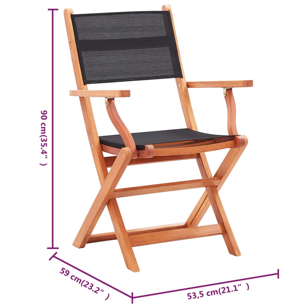 Garden Chair | Set of 8 | Black and Natural