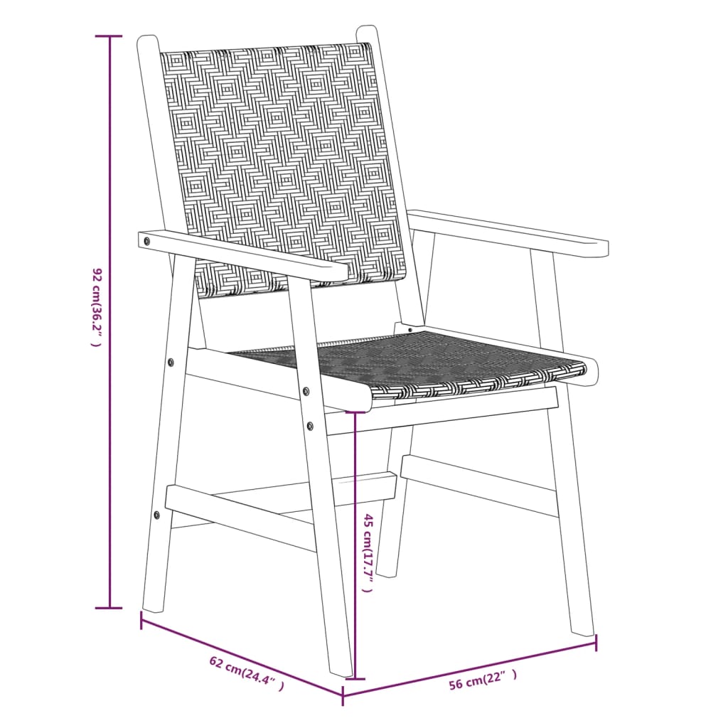 Garden Dining Set | Acacia Brown | Solid Acacia wood, Poly rattan
