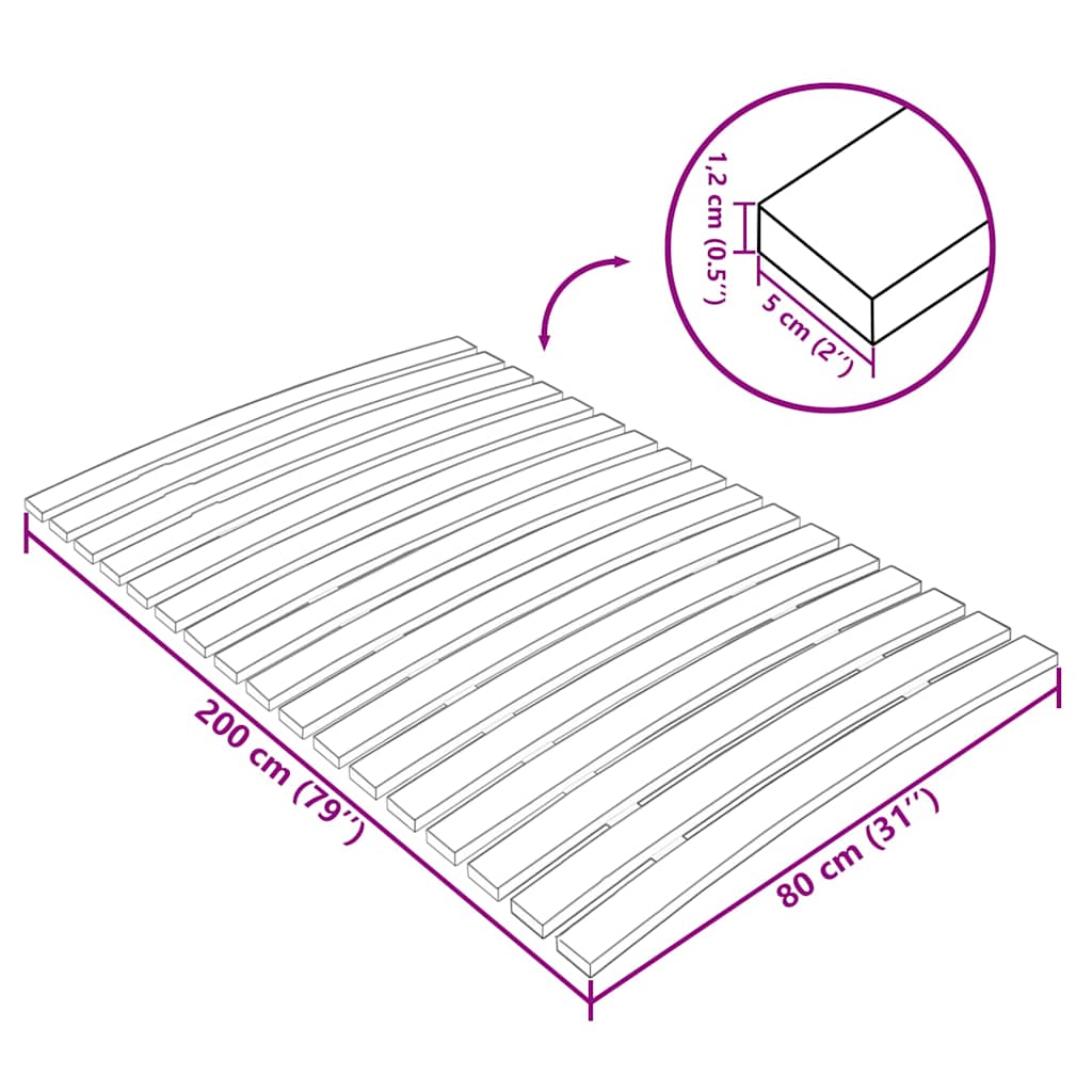 Slatted Bed Base | Natural Wood | Solid poplar wood | 80x200 cm