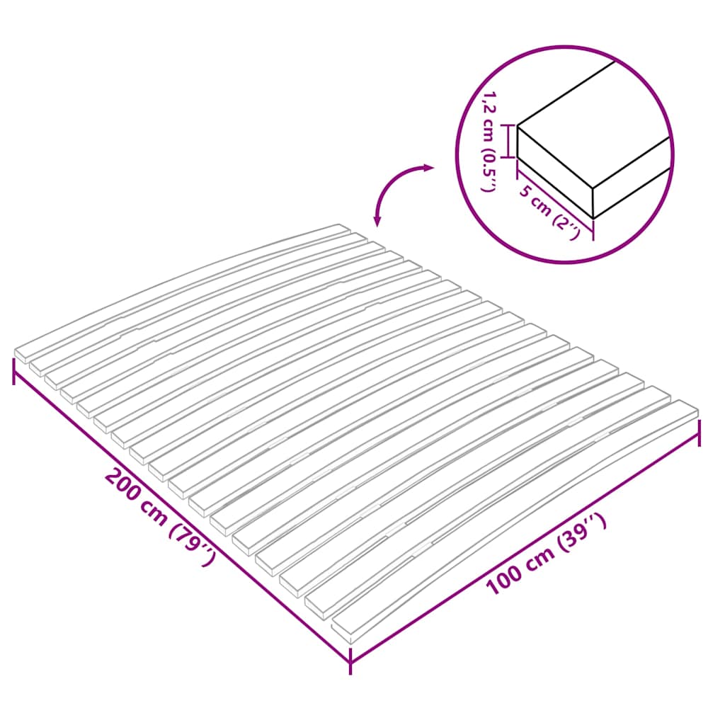 Slatted Bed Base | Light Brown | Solid Poplar Wood | Single | Foldable