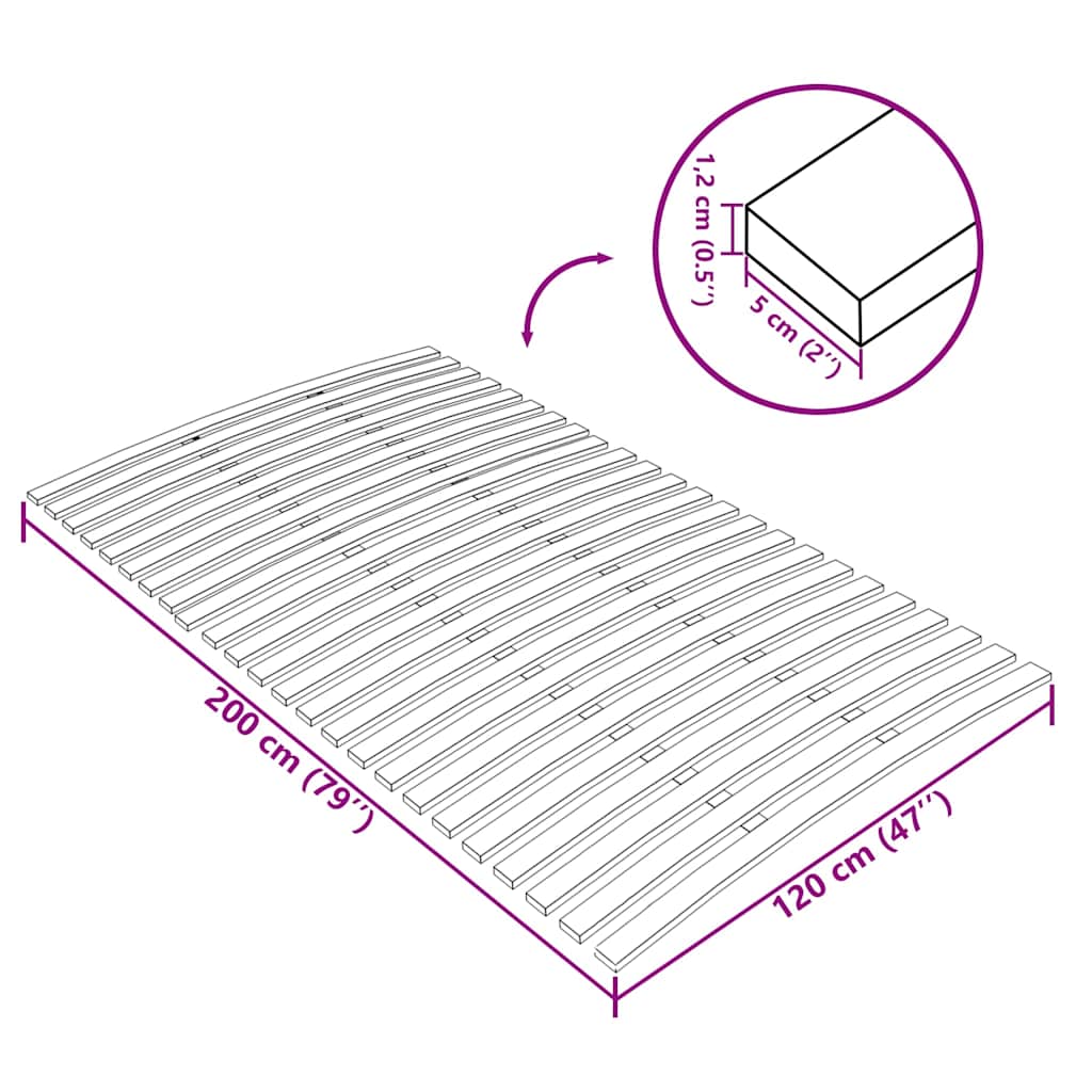 Slatted Bed Base | Natural Wood | Solid poplar wood | 120x200 cm