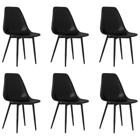 Dining Chair | Set of 6 | Black | PP (polypropylene), powder-coated metal