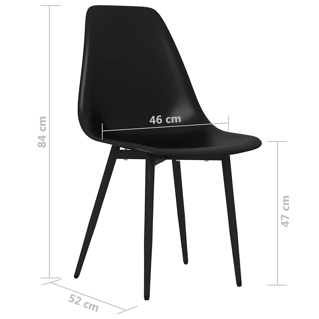 Dining Chair | Set of 6 | Black | PP (polypropylene), powder-coated metal