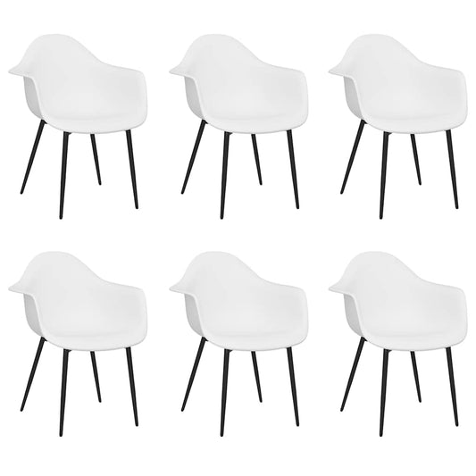 Dining Chair | Set of 6 | White | PP (polypropylene), Powder-coated metal