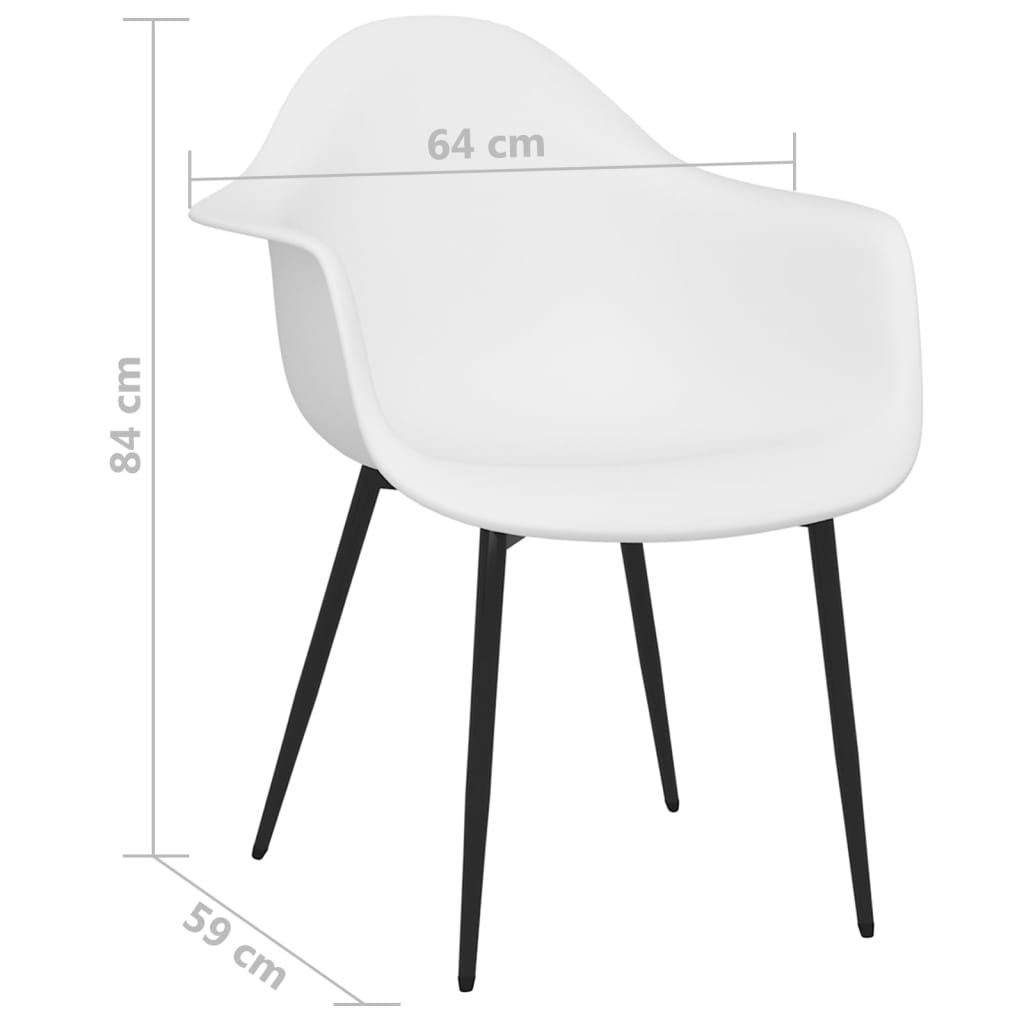 Dining Chair | Set of 6 | White | PP (polypropylene), Powder-coated metal