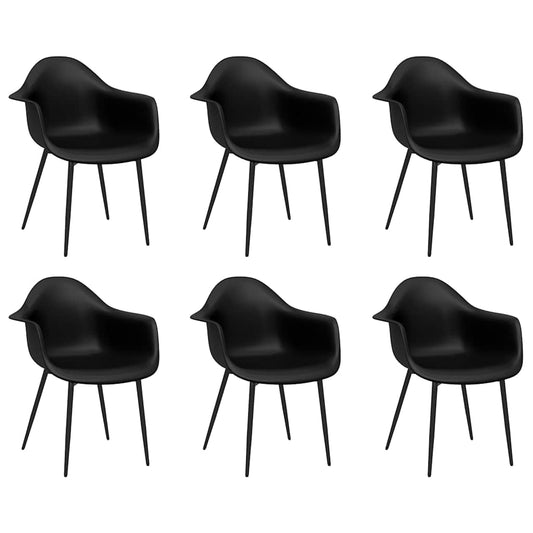 Dining Chair | Set of 6 | Black | Polypropylene, Powder-Coated Metal