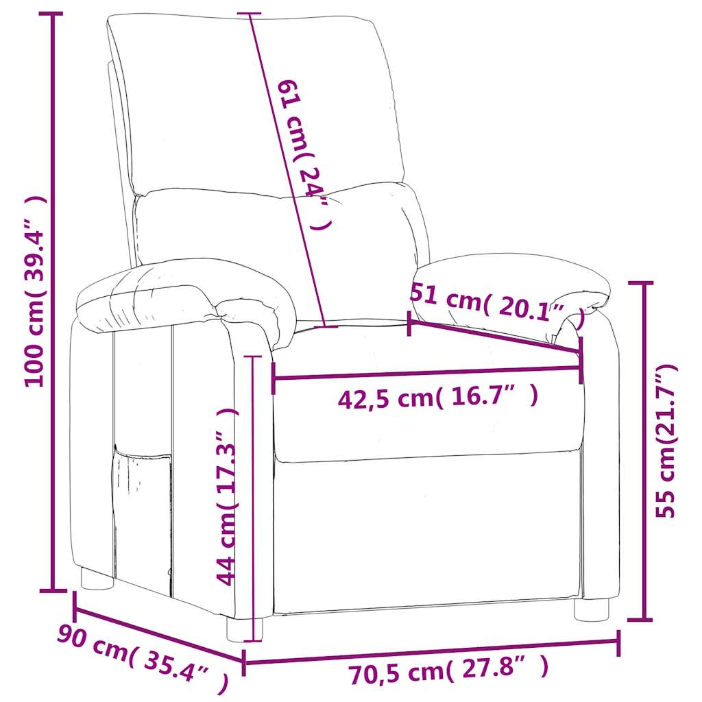 Recliner Chair Dark Grey Fabric