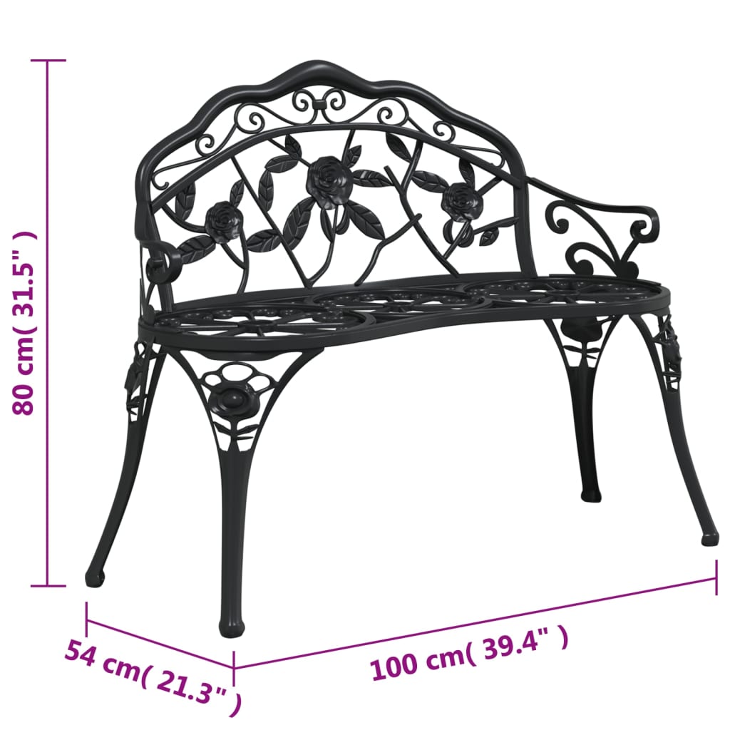 Patio Bench 39.4" Cast Aluminum Black