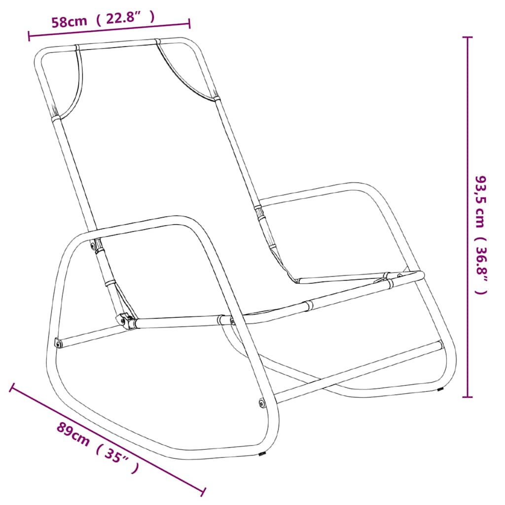 Rocking Sun Loungers 2 pcs Cream Steel and Textilene