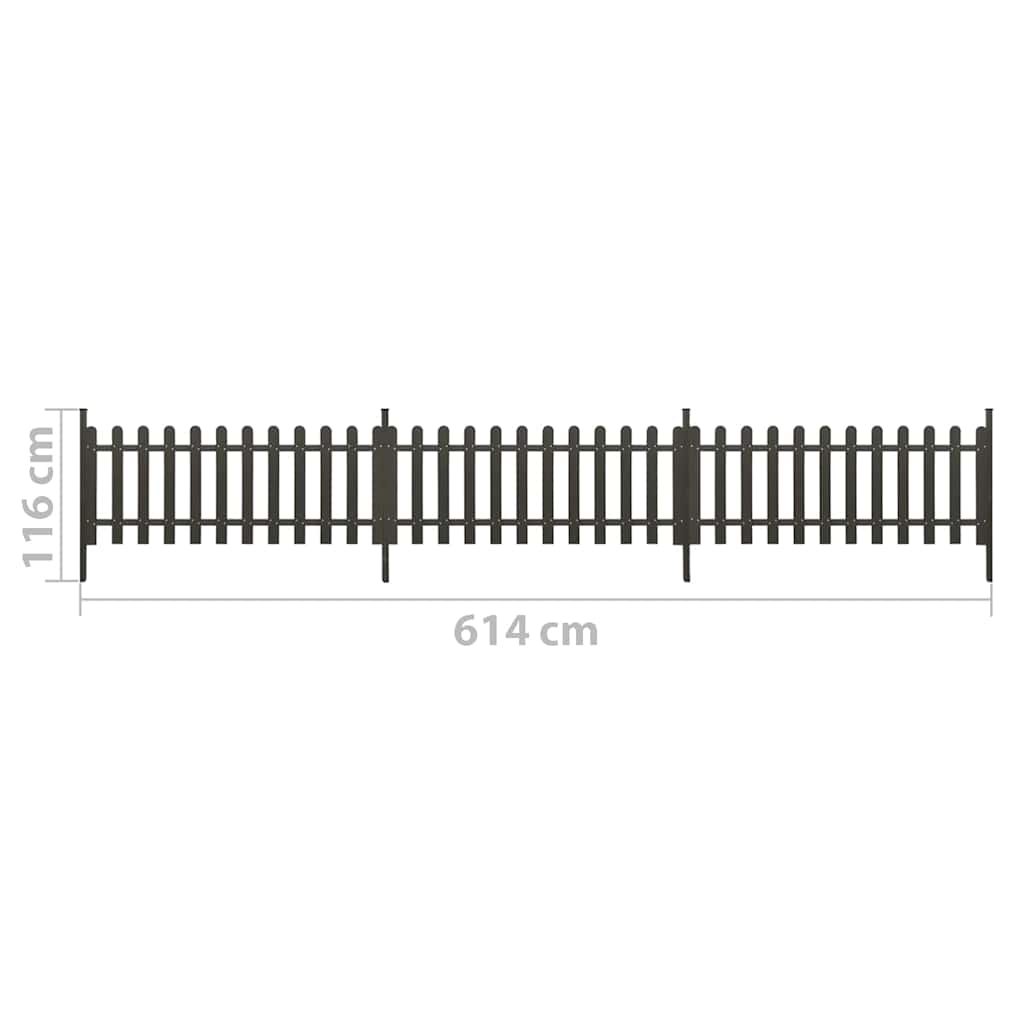 Picket Fence with Posts 3 pcs WPC 614x80 cm