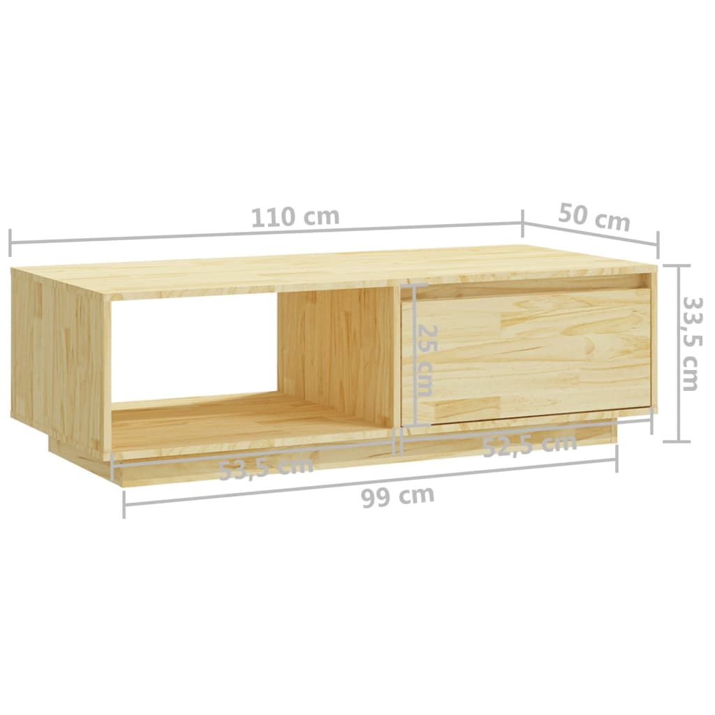 Coffee Table | Natural | Solid Pinewood | Medium | Storage | Coffee Table
