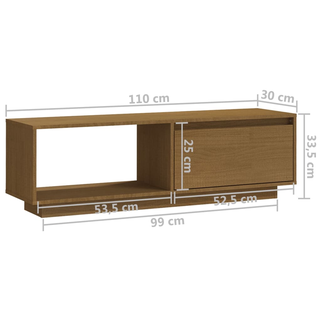 TV Cabinet | Honey Brown | Solid Pinewood | Standard | TV Cabinet