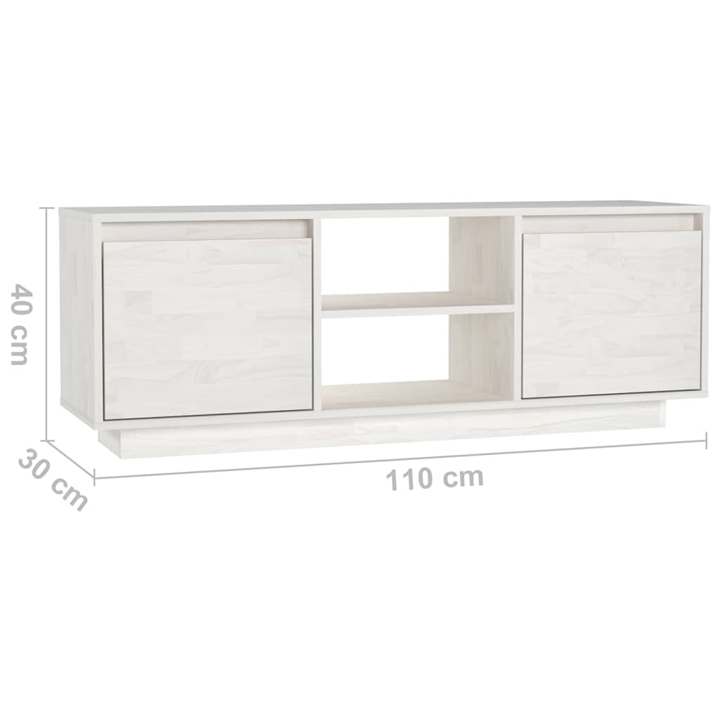 TV Cabinet | White | Solid Pinewood | Compact | TV Cabinet | Rectangular