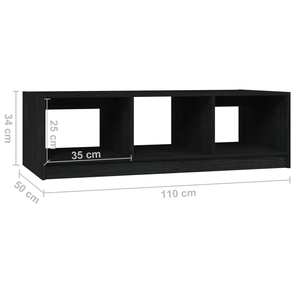 Coffee Table Black 110x50x34 cm Solid Pinewood