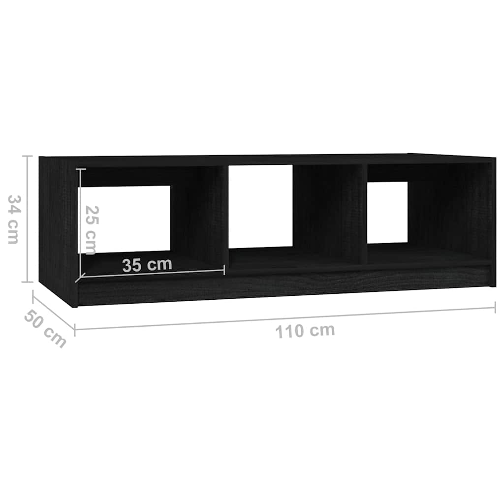 Coffee Table Black 110x50x34 cm Solid Pinewood