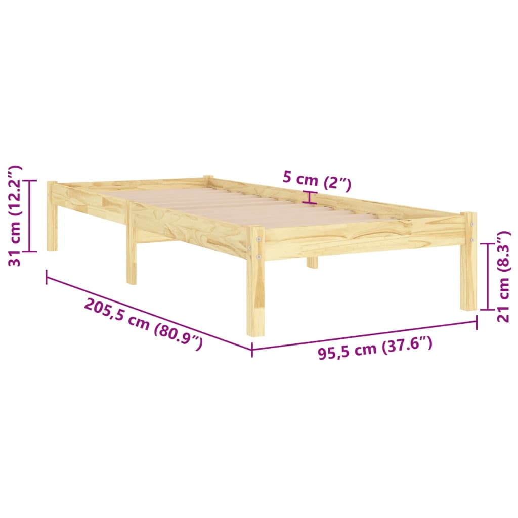 Bed Frame | Natural Pine | Solid pine wood | Single | Bed Frame